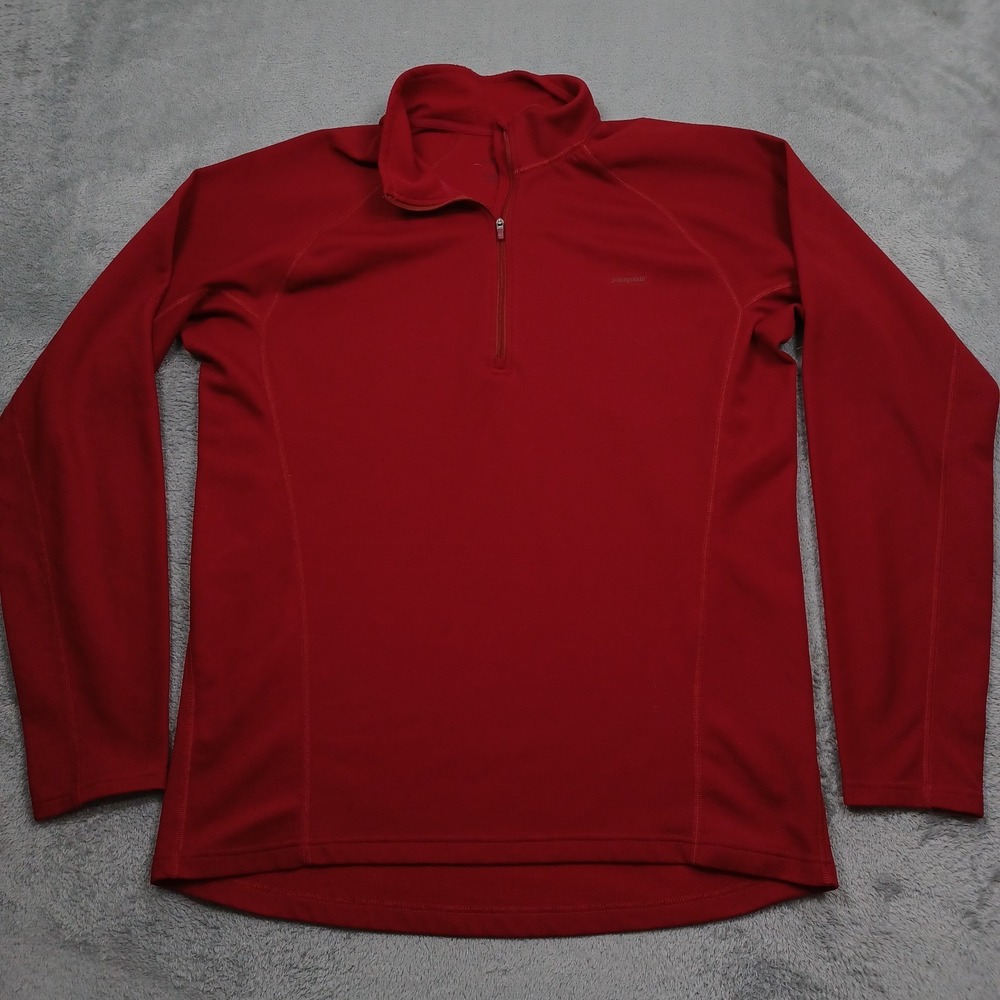 Patagonia Sweater Mens Large Red 1/4 Zip Capilene 3 Outdoor Casual